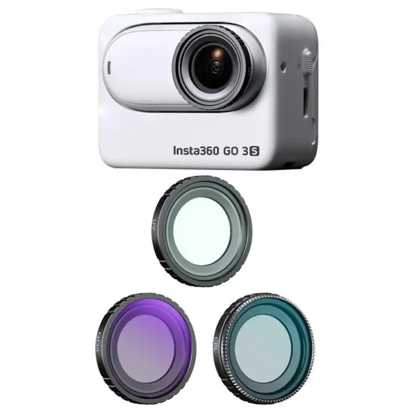 K&F Kit Filtre UV+CPL+ND4, Compatibil Insta360 GO 3S, 28 Straturi Multi-Coating, Sticla Optica AGC