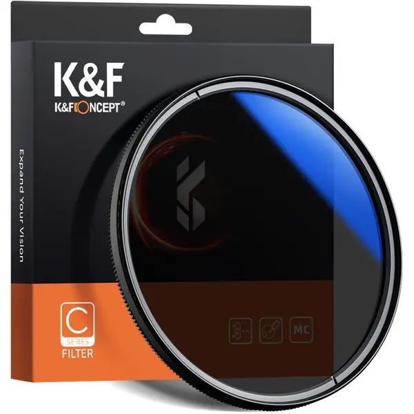 K&F KU12 Filtru Polarizare CPL 43mm, Sticla Optica Japoneza, Multistrat Albastru HMC, Rama Aluminiu Slim, Seria Classic