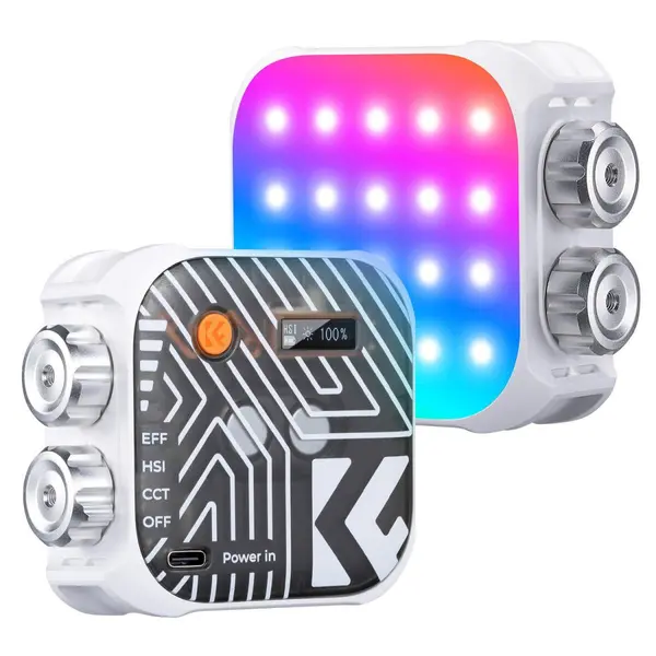 K&F L01 Lampa Foto Portabila RGB, CRI 96+, 2500K-9900K, 21 Efecte de Lumina, Baterie 2000mAh, Ecran LCD