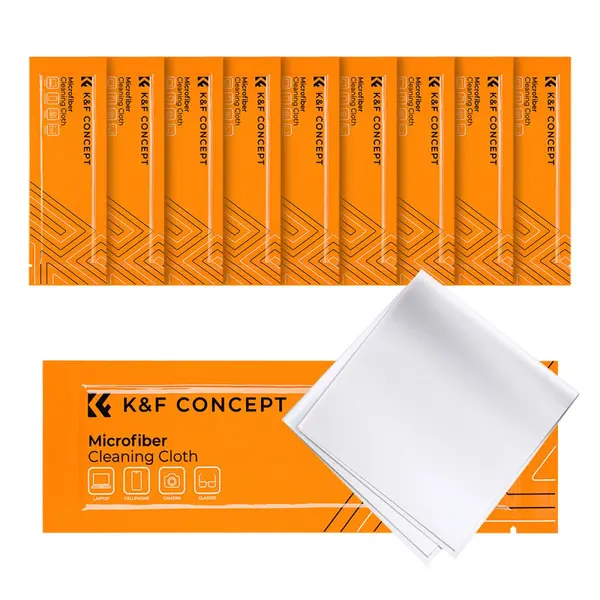 K&F Lavete Curatare Fara Praf, 14x14cm, Set 10 Bucati, Microfibra Optica, Lavabile si Reutilizabile