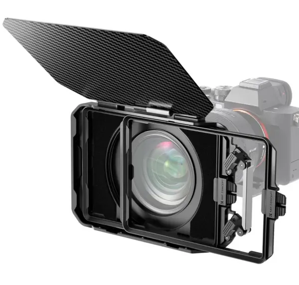K&F Matte Box Kit, 5 Inele Adaptoare 67/72/77/82/95mm, 2 Cadre Filtru 4x5.65 inch, Fibra de Carbon, Capac Mare