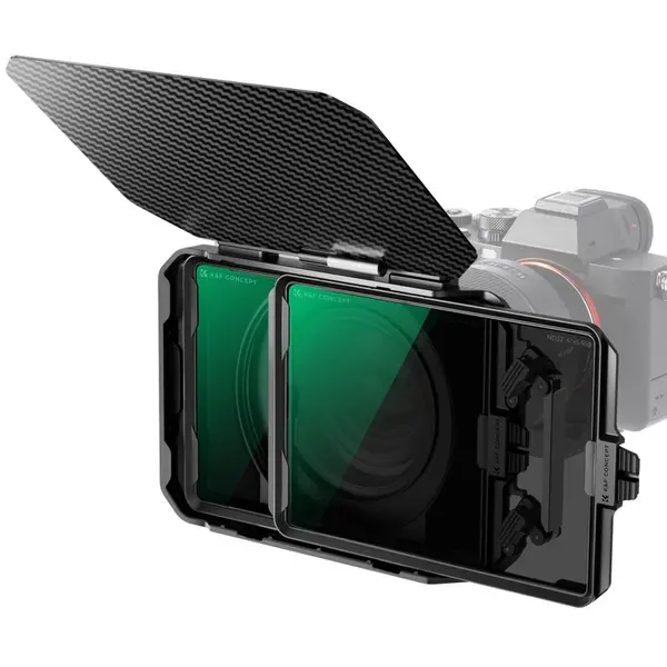 K&F Matte Box Kit cu Filtre Patrate ND4 si ND32, 4x5.65 inch, Inele Adaptoare 67-95mm, Fibra de Carbon, Grosime 34mm