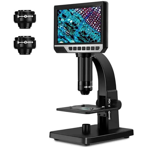 K&F Microscop Digital LCD, Display IPS 7 Inch, Rezolutie 1080P, Marire 50x-2000X, Lentile Duble, Camera 12MP