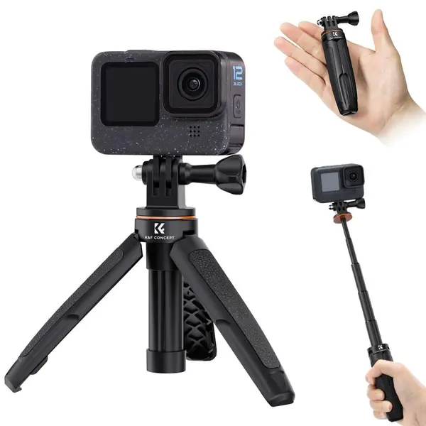 K&F MS03 Trepied Selfie Stick Desktop pentru GoPro si Insta360, Inaltime Maxima 32cm, Capacitate 2kg, Greutate 67g