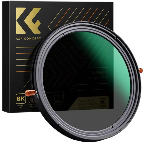 K&F Nano-X Filtru CPL+ND Variabil 72mm, ND2-ND32, Sticla Optica, Fara Cross X, Rezistent la Apa, Rama Aluminiu