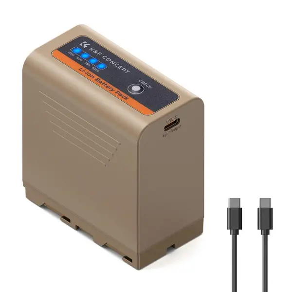 K&F NP-F970 Baterie, 10500mAh, Incarcare Rapida USB-C PD 20W, Afisaj LED cu 4 Niveluri, Compatibila Sony