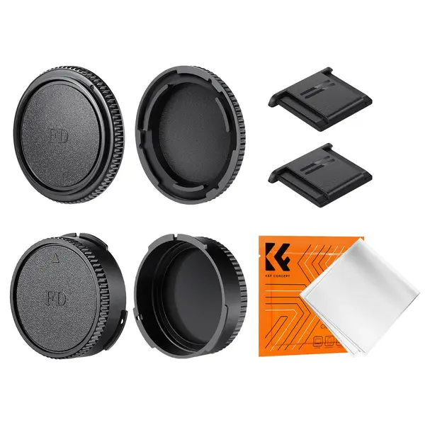 K&F Set Capace Montura Canon FD, 2 Capace Body, 2 Capace Obiectiv, 2 Capace Hot Shoe, 1 Laveta Curatare