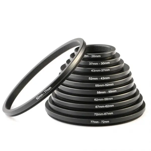 K&F Set Inele Adaptoare Step Down 11 in 1, Metal, 30-26mm pana la 82-77mm, Compatibil Canon, Nikon, Sigma, Tamron