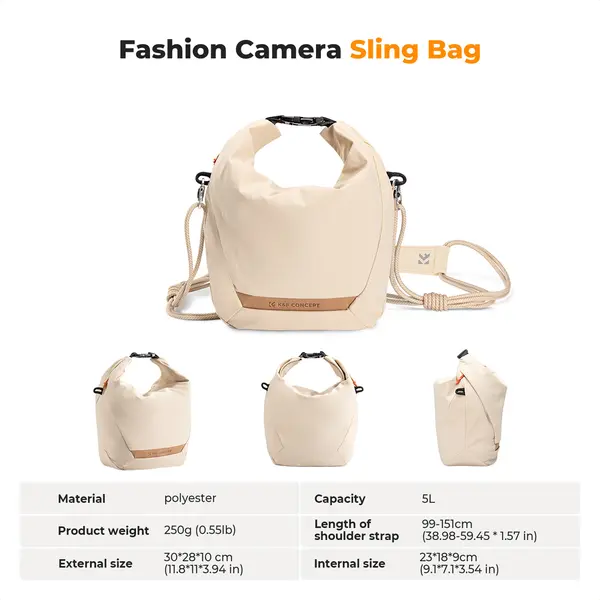 K&F Sling Bag 5L Urban Wander 11, Geanta foto umar bej