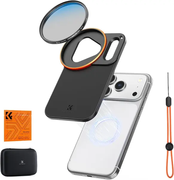 K&F Suport Filtru Magnetic Magsafe cu Filet 58mm pentru iPhone, Magneti N52, Include Filtru CPL, Aliaj Aluminiu, Negru