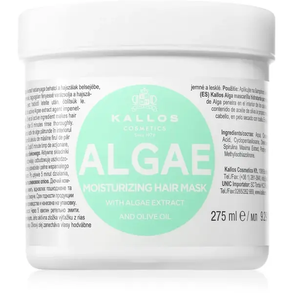 Kallos KJMN Professional Algae masca hidratanta cu extract de alge si ulei de masline 275 ml