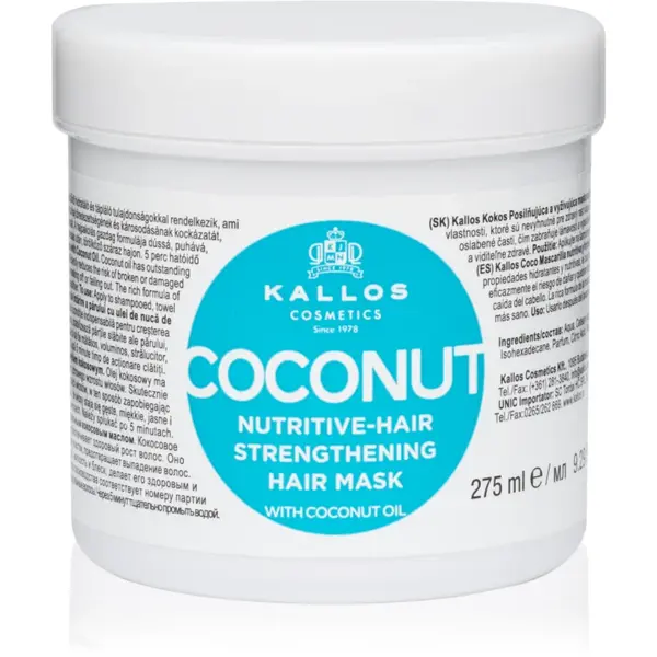 Kallos KJMN Professional Coconut masca hranitoare pentru par deteriorat 1000 ml