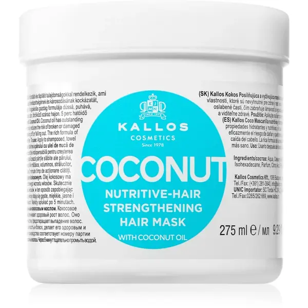 Kallos KJMN Professional Coconut masca hranitoare pentru par deteriorat 275 ml