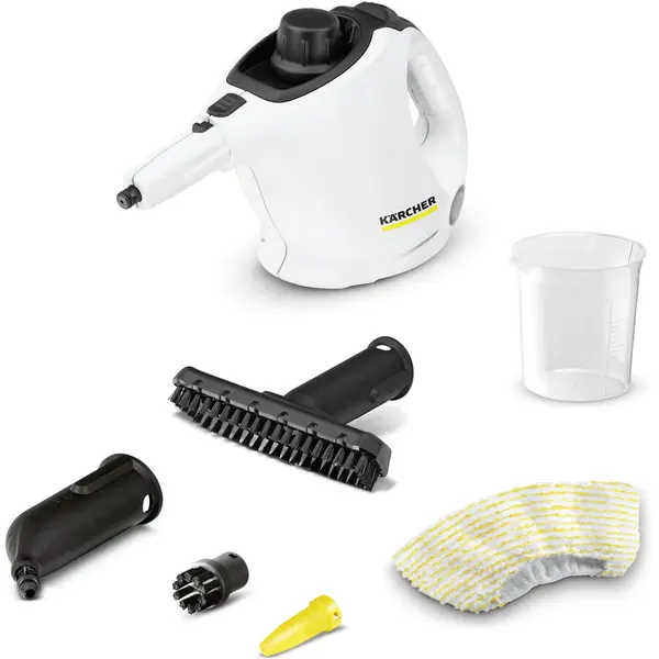Karcher Aparat de curatat cu abur multifunctional Karcher SC 1, 1200 W, 3 bar, rezervor 0,2 l, accesorii curatare suprafete multiple, 1.516-400.0, Alb/Negru