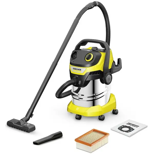 Karcher Aspirator multifunctional Karcher WD 5 S V-25/6/22, 1100 W, aspirare umeda si uscata, 25 l rezervor, furtun 2.2 m, functie de suflare, galben/negru