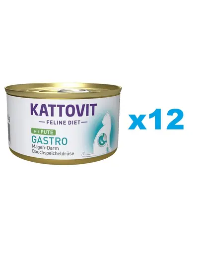 KATTOVIT Feline Diet Gastro Turkey hrana umeda dietetica pentru pisici cu afectiuni gastrointestinale, curcan 12 x 85 g