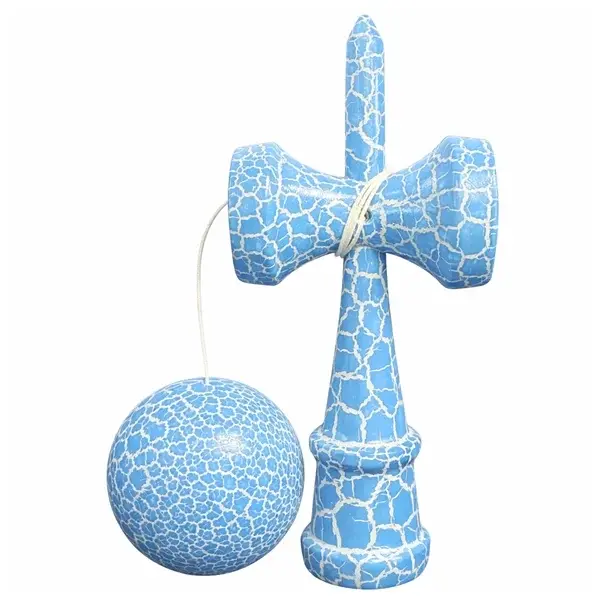 Kendama X Originala, Profesionala, DEPOX , Cracked, Lemn, 18 cm, Albastru Alb