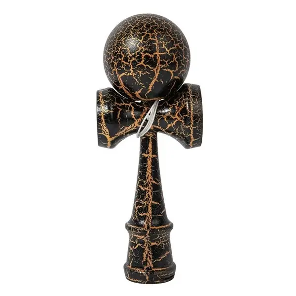 Kendama X Originala, Profesionala, DEPOX , Cracked, Lemn, 18 cm, Negru Auriu