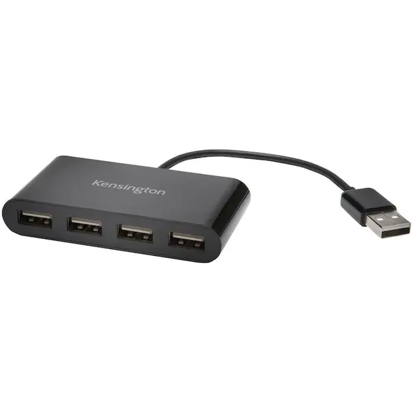 Kensington USB HUB Kensington K39120EU, USB 2.0 x 4, conectare prin USB 2.0, cablu 0.1 m, Negru