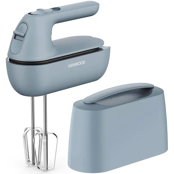 Kenwood Mixer de mana Kenwood QUICKMIX GO HMP40.000GY, 350 W, 5 viteze, 2 teluri si 2 carlige din inox, lingura masurare, carcasa depozitare accesorii, Albastru