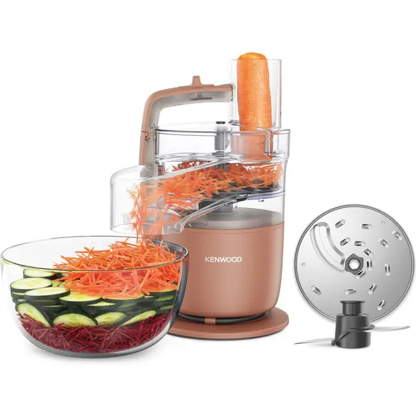 Kenwood Robot de bucatarie compact Kenwood MultiPro Go FDP23.140RD, 650W, vas 1.3L, 2 trepte viteza, functie 360 Express Serve pentru feliere/razuire nelimitata, Portocaliu