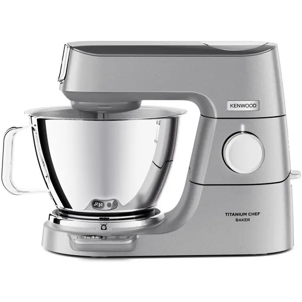 Kenwood Robot de bucatarie KENWOOD Titanium Chef Baker KVC85.594SI, 1200 W, 2 vase 5l/3.5 l, 10 trepte viteza, cantar integrat, ecran LCD, blender, masina tocat, procesor alimente, 4 accesorii patiserie, Argintiu