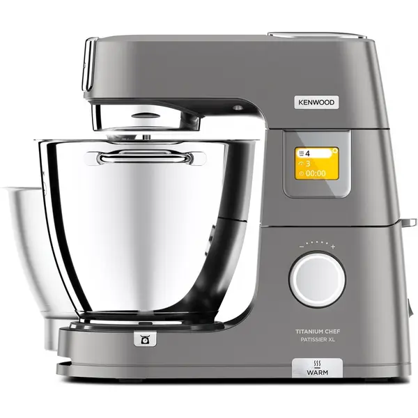 Kenwood Robot de bucatarie planetar KENWOOD Titanium Chef Patissier XL KWL90.034SI - 0W20011371, 1400W, 6 functii presetate, Vas 7 l, Blender sticla, Cantar integrat, Sistem de incalzire, Touch screen