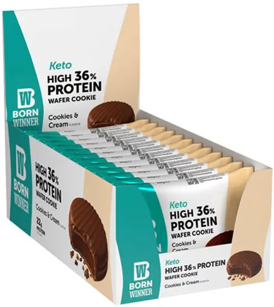 KETO Protein Cookie, fursecuri cu cremă, 12 bucăți, Born Winner