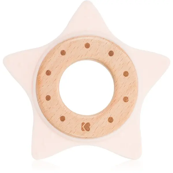Kikkaboo Silicone and Wood Teether Star jucărie pentru dentiție Pink 1 buc