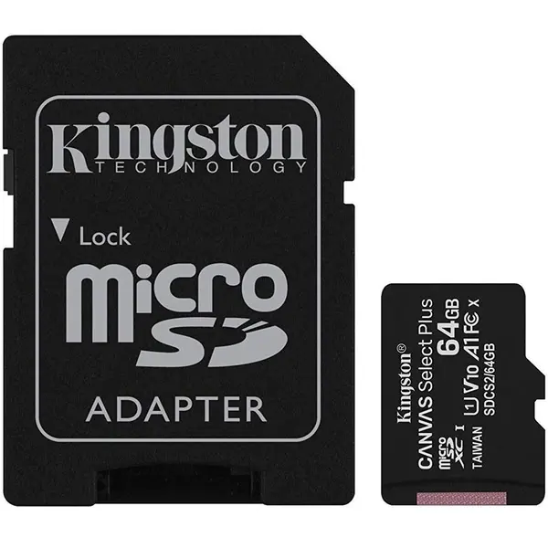 Kingston Card de memorie MicroSD Kingston Canvas Select Plus, 64 GB, 100MB/s, cu adaptor