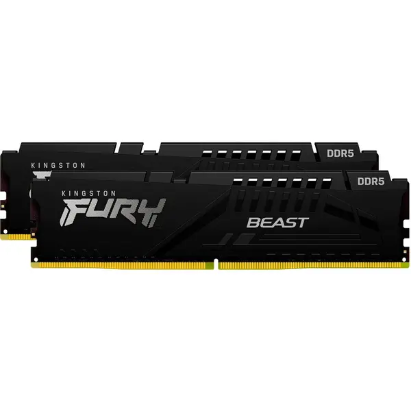 Kingston Kit dual memorie RAM Kingston FURY Beast, 32GB DDR5 (2x16 GB), Frecventa 6400 MHz, CL 32, Negru