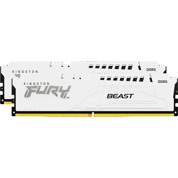 Kingston Kit dual memorie RAM Kingston FURY Beast, Capacitate 64GB DDR5 (2x32 GB), Frecventa 6400 MHz, CL 32, Alb