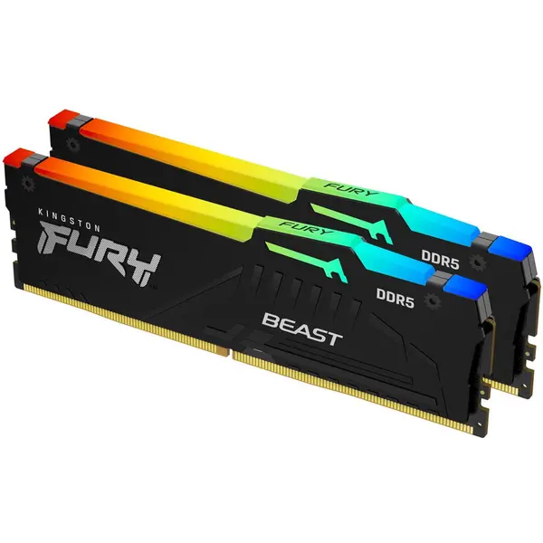 Kingston Kit Memorie Kingston FURY Beast RGB XMP/EXPO, 64GB, DDR5-6000 MHz, CL36, Dual Channel