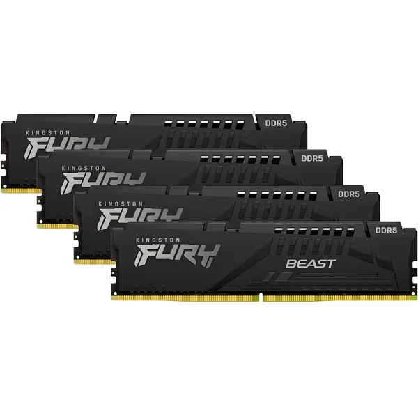 Kingston KIT Quad memorie RAM Kingston FURY BEAST, Capacitate 128GB DDR5 (4x32 GB), Frecventa 5600MHz, CL - 40, Negru