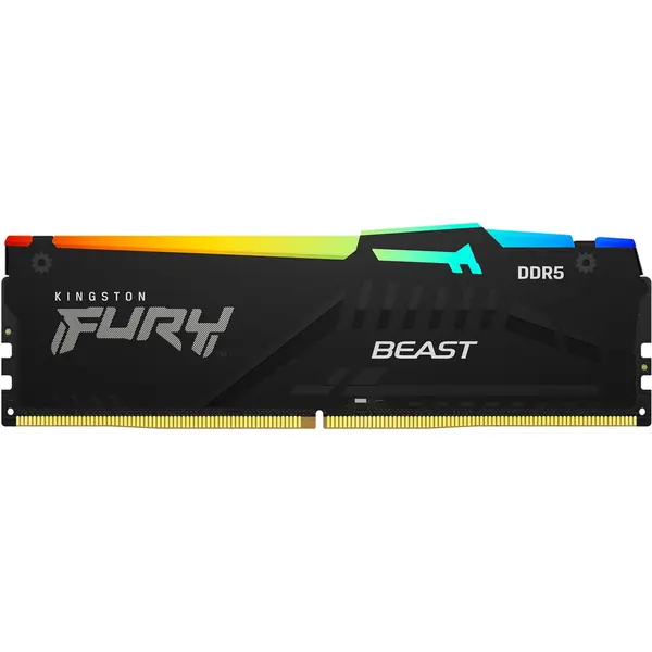 Kingston Memorie RAM Kingston FURY Beast RGB, Capacitate 32GB DDR5, Frecventa 5200 MHz, CL - 40, Negru