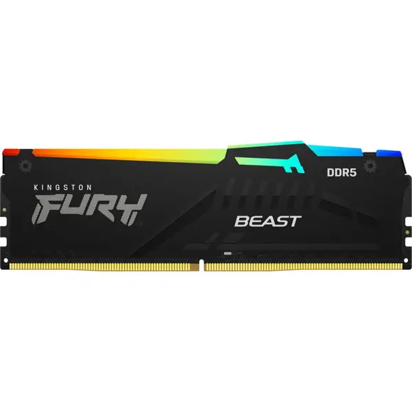 Kingston Memorie RAM Kingston FURY Beast RGB, Capacitate 32GB DDR5, Frecventa 6400 MHz, CL - 32, Negru