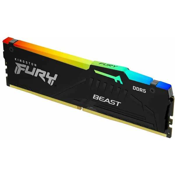 Kingston Memorie RAM Kingston FURY Beast RGB, DIMM 8GB DDR5, 5200MHz, CL40, Negru