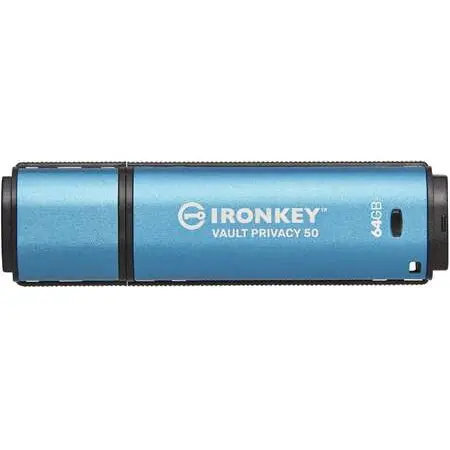 Kingston Memorie USB Kingston IronKey Vault Privacy 50, 64 GB , USB 3.2, Blue