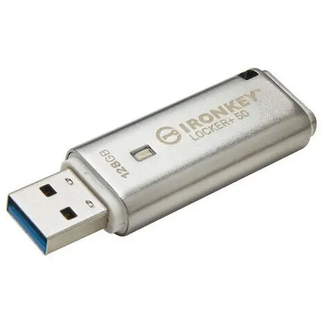 Kingston Stick de memorie Kingston IronKey Locker+ 50, Capacitate 128 GB, USB3.2 Gen 1, Argintiu