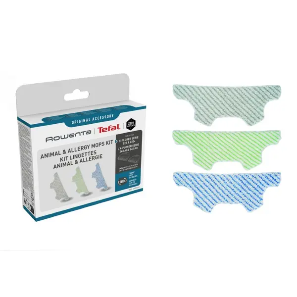 Kit 3 mopuri din microfibra Rowenta ZR294001 compatibil cu aspiratoarele robot Rowenta X-Plorer 220 220+ 240 AI 240 AI+ seriile RR94xx RR96xx