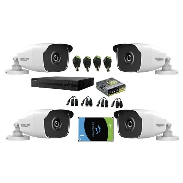Kit 4 camere 4in1 TurboHD 2 megapixel, IR 40m, EXIR 2.0 cu DVR Turbo HD 4 canale, sursa 6A si HDD 1 TB