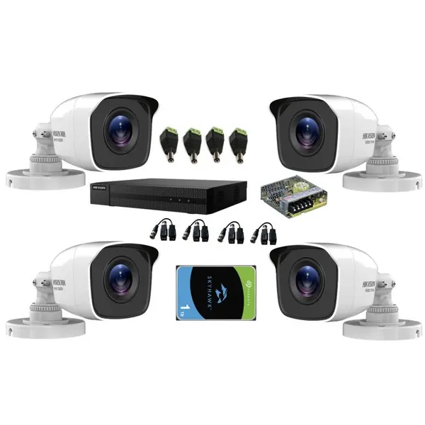 Kit 4 camere TurboHD 2 megapixel, IR 20m cu DVR Turbo HD 4 canale, sursa 6A si HDD 1 TB