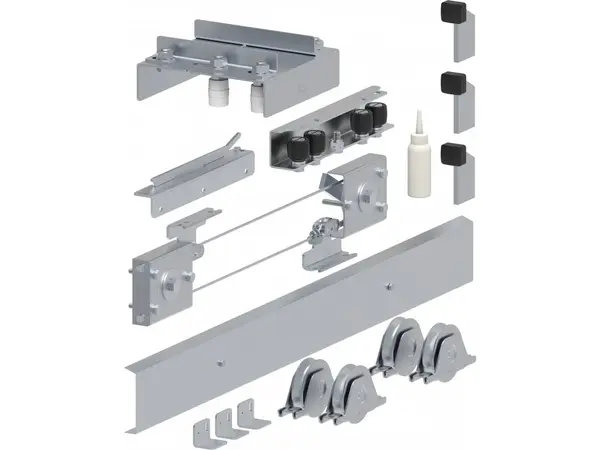 Kit accesorii feronerie, pentru poarta culisanta telescopica, 2X5.5 metri, 400kg per semifoaie, Fac KA5100.0011