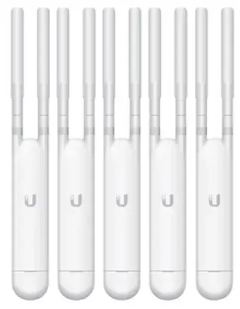 Kit Access Point Wireless Ubiquiti UAP-AC-M-5, 5 Bucati, Gigabit, Dual Band, 1167 Mbps, 2 Antene externe (Alb)