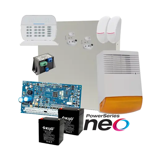 Kit alarma la efractie DSC NEO cu sirena exterioara KIT2016EXT-BS1
