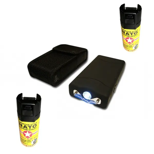 Kit autoaparare format electrosoc TW 800 si set 2 spray-uri Nato paralizant 60ml