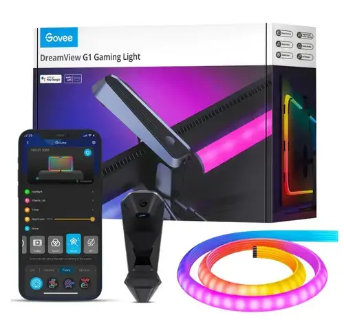 Kit Banda LED Govee DreamView G1 Gaming Light B604B311, RGBIC, 24inch-32inch, Voice Assistants, 4 moduri de iluminare