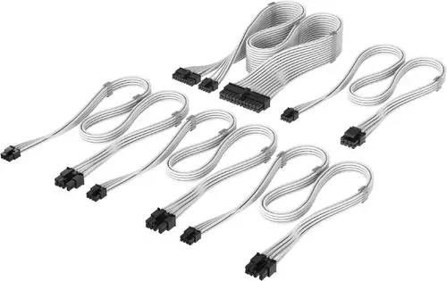 Kit cabluri Corsair Elite Premium CP-8920374, Compatibil cu surse CORSAIR Type-4 (Alb)