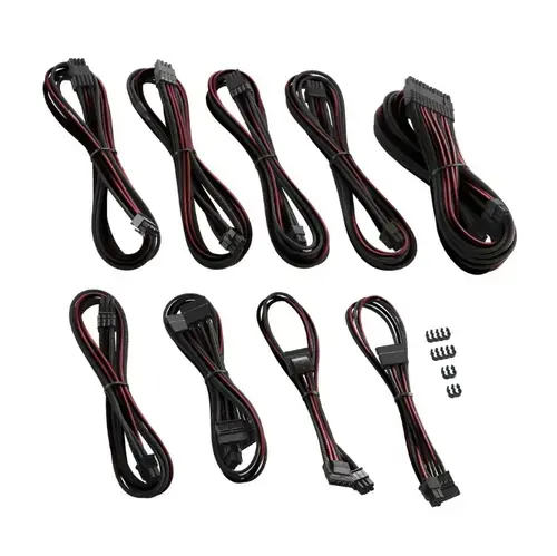Kit cabluri sursa Cablemod CM-PCSI-FKIT-NKKBR-R C-Series PRO ModMesh pentru Corsair AXi / HXi / RM (Negru/Rosu)