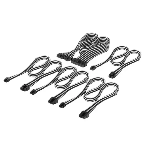 Kit cabluri sursa Corsair Elite Premium Starter Kit CP-8920376, Compatibil cu surse CORSAIR Type-4 (Alb/Negru)